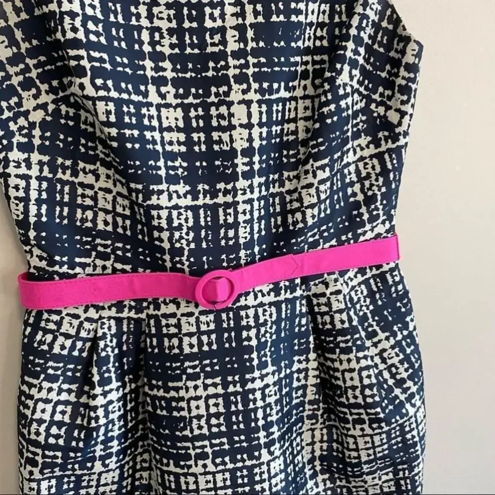 Eliza J Navy Patterned Fit & Flare - Fuscia Details - 8 - Vietnam